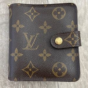 Louis Vuitton Vintage 2001 Compact Brown Wallet With Zipper